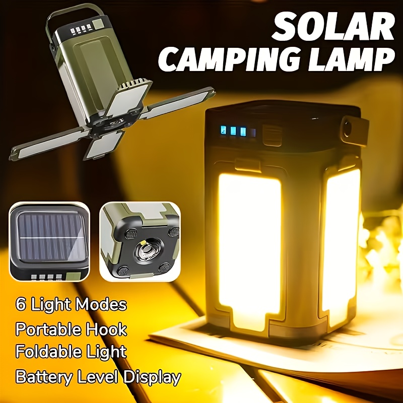 Power Bank - Zonne-aangedreven draagbare campinglamp, opvouwbaar, 2000mah powerbank,