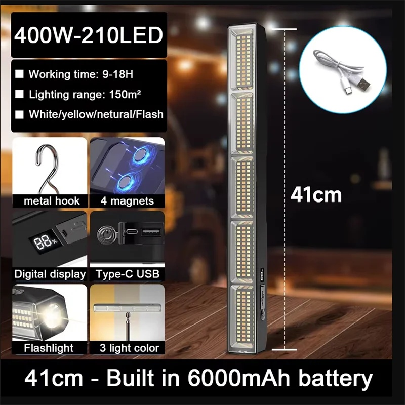 Power Bank - 41 cm magnetische LED-werklamp met hoge