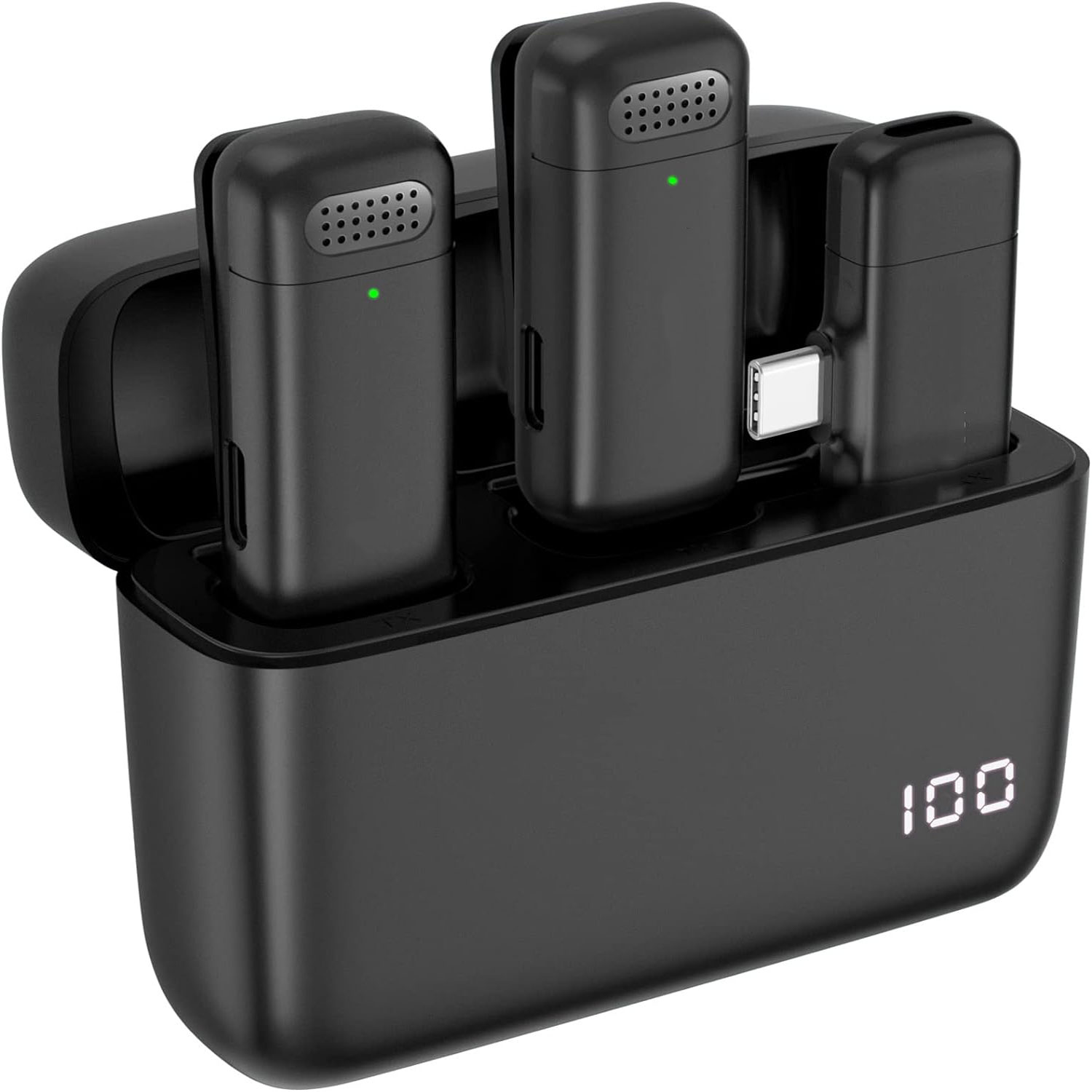 Wireless Charger - 2-pack draadloze reversmicrofoon met oplaadcase, Type-C