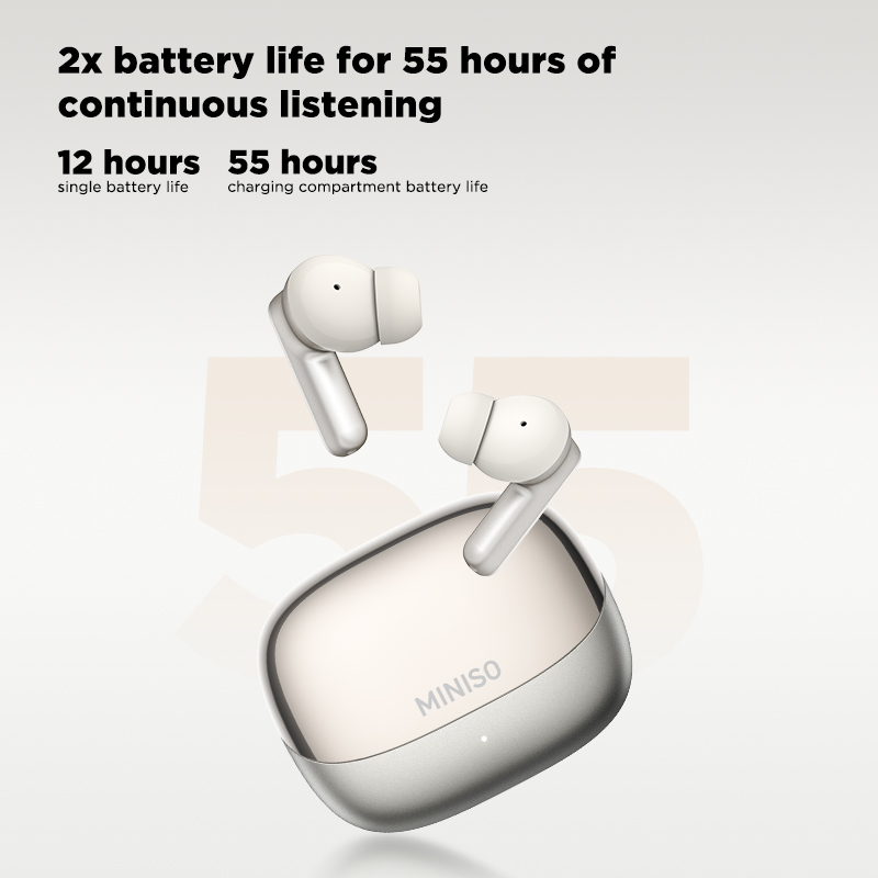 Headphones Wireless - MINISO MS106 Bluetooth-oordopjes, zachte AI-vertaler-oordopjes, draadloze