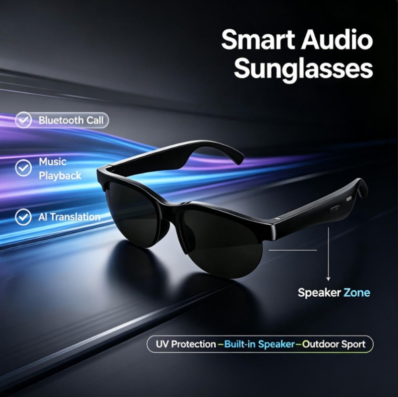 Bluetooth Speaker - Slimme audio-zonnebril Bluetooth-oproep AI-vertaling Open-ear audio